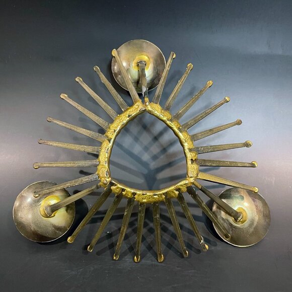 Vintage Brutalist Horseshoe Nail Votive Candle Holder Mid Century Modern 7.75" - Picture 4 of 4